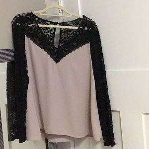 BKE boutique chiffon and lace top